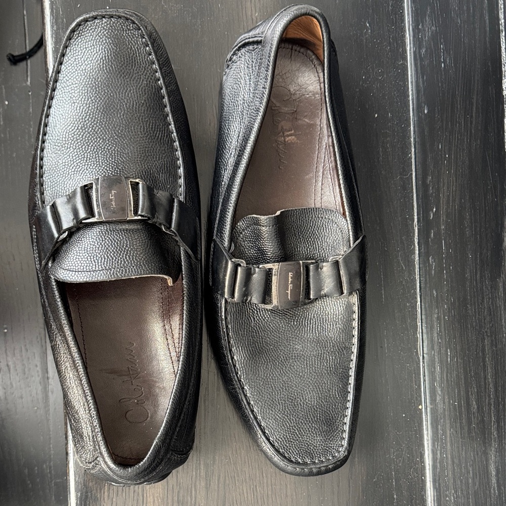 Salvatore Ferragamo Black Leather Loafers